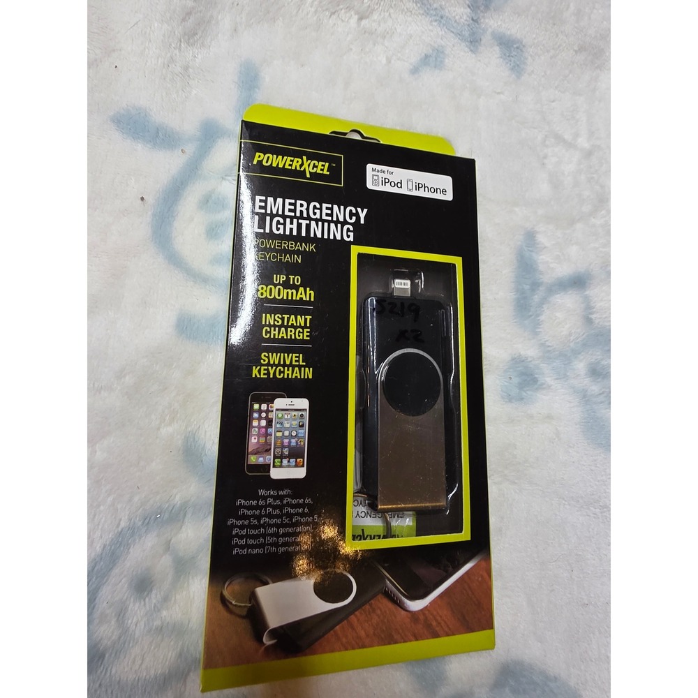 PowerXcel Emergency Lightning Powerbank Keychain 800mAh MFI Apple iPhone iPod - Picture 15 of 16